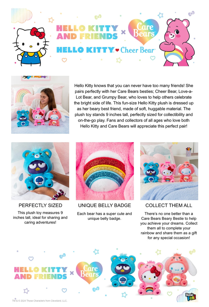 Care Bears x Hello Kitty as Cheer Bear 22cm Plush