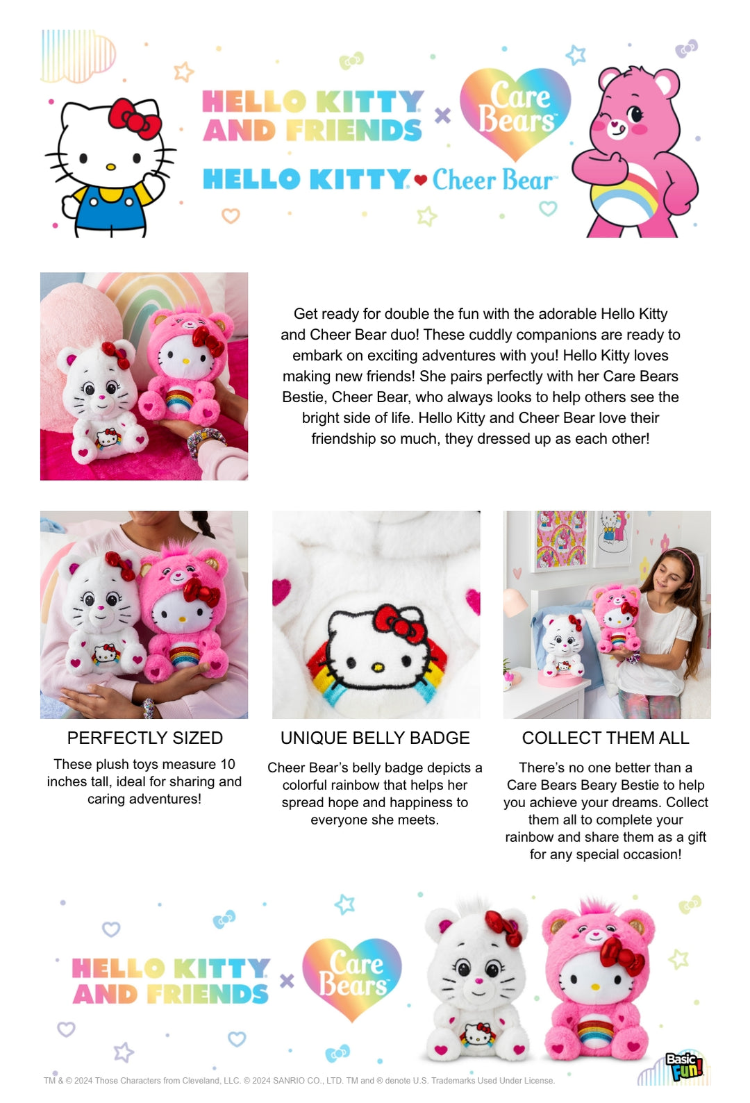 Care Bears x Hello Kitty 2pk (Cheer as Hello Kitty & Hello Kitty as Cheer) 25cm Plush
