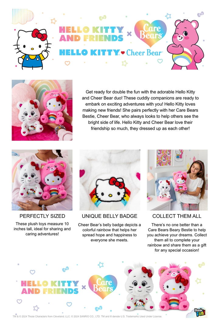 Care Bears x Hello Kitty 2pk (Cheer as Hello Kitty & Hello Kitty as Cheer) 25cm Plush