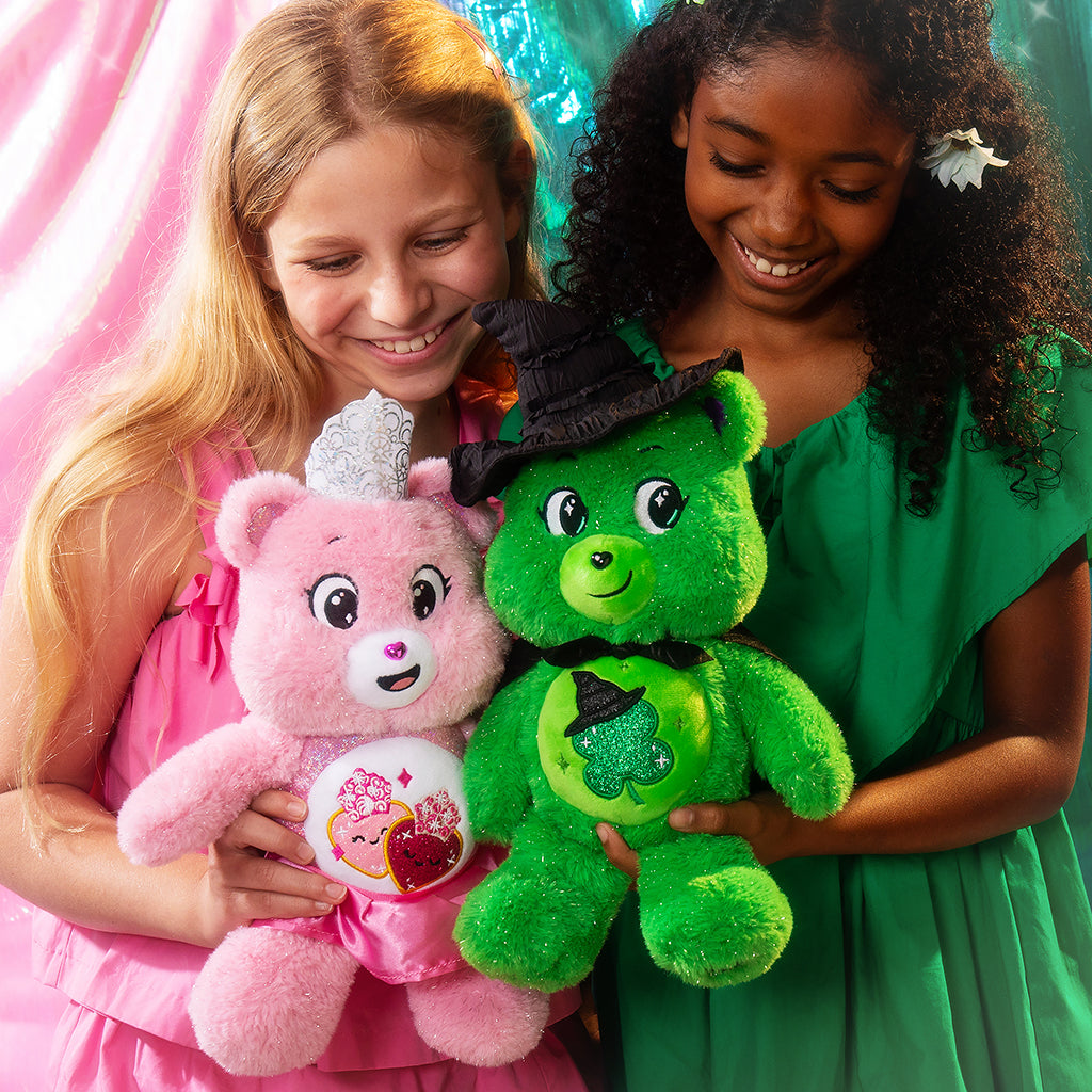 Care Bears x Wicked 2pk Boxed Set (Love-a-Lot Bear as Glinda and Good Luck Bear as Elphaba) 30cm Plush