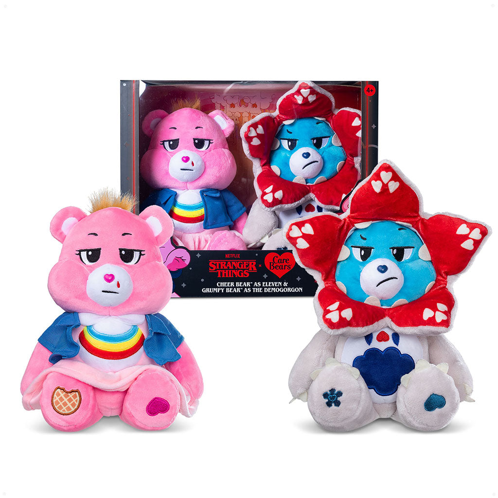 Care Bears x Stranger Things 2pk Boxed Set (Cheer as Eleven and Grumpy as the Demogorgon) 30cm Plush