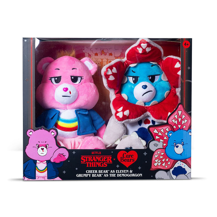 Care Bears x Stranger Things 2pk Boxed Set (Cheer as Eleven and Grumpy as the Demogorgon) 30cm Plush