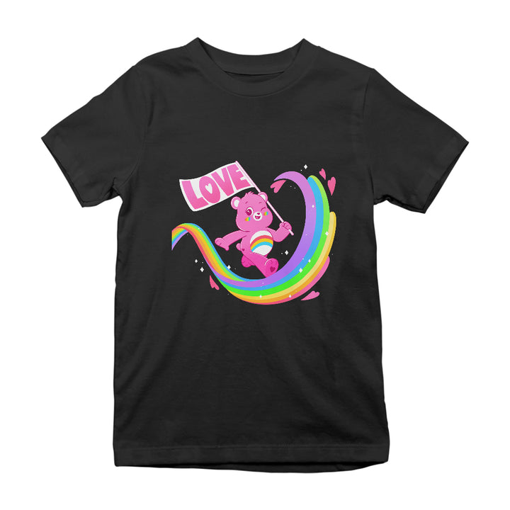 Cheer Bear Rainbow Love Flag Kid's T-Shirt