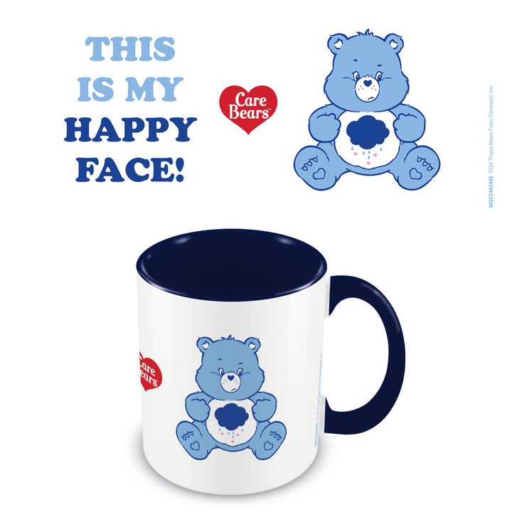 Care Bears Grumpy Bear Happy Face Mug, Keychain & Badge Bundle