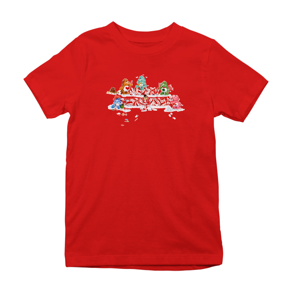 Care Bears Christmas Merry Xmas Candy Cane Kids T-Shirt-Care Bears Store