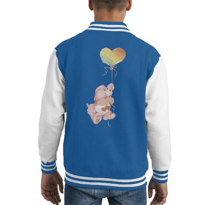 Care Bears Love A Lot Bear Holding On To Rainbow Balloon Kid's Varsity Jacket