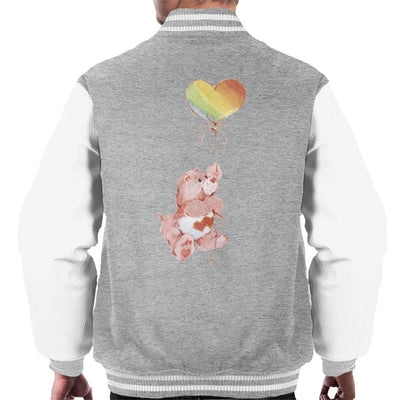 Care Bears Love A Lot Bear Holding On To Rainbow Balloon Men's Varsity Jacket