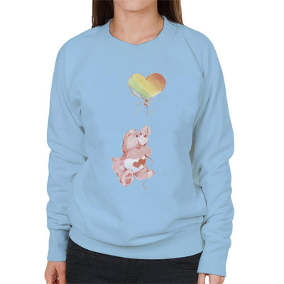 Care Bears Love A Lot Bear Holding On To Rainbow Balloon Women's Sweatshirt