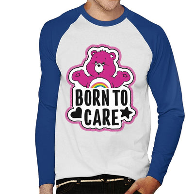 Care Bears Cheer Bear Born To Care Men's Baseball Long Sleeved T-Shirt