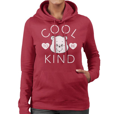 Care Bears Tenderheart Bear Cool To Be Kind White Text Women's Hooded Sweatshirt