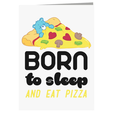 Care Bears Bedtime Bear Born To Sleep And Eat Pizza Greeting Card