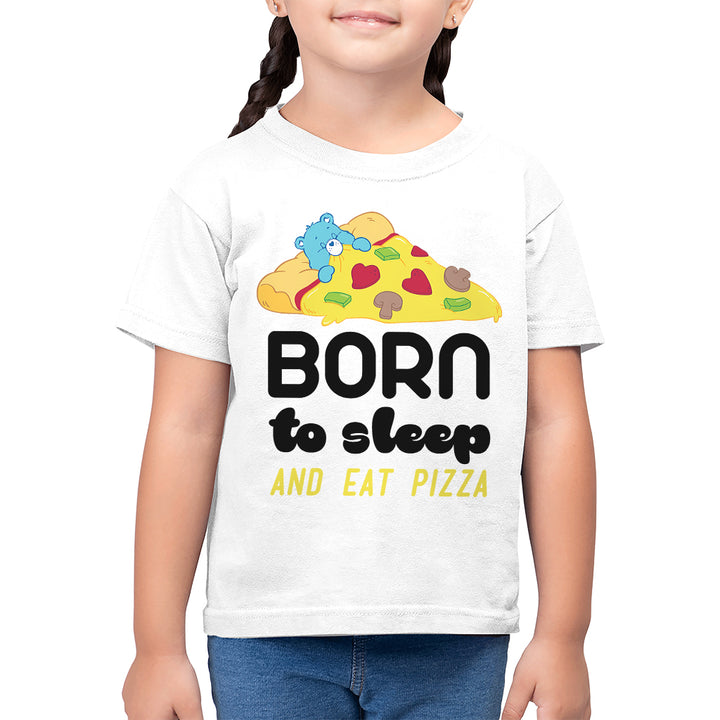 Bedtime Bear Born To Sleep And Eat Pizza Kids T-Shirt-Care Bears Store