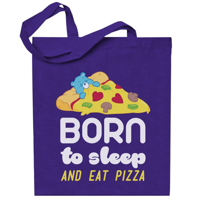 Care Bears Bedtime Bear Born To Sleep And Eat Pizza White Text Tote Bag