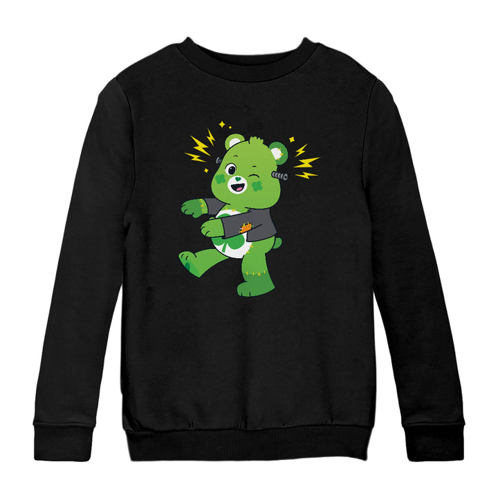Halloween Good Luck Bear Frankenstein Kids Sweatshirt-Care Bears Store