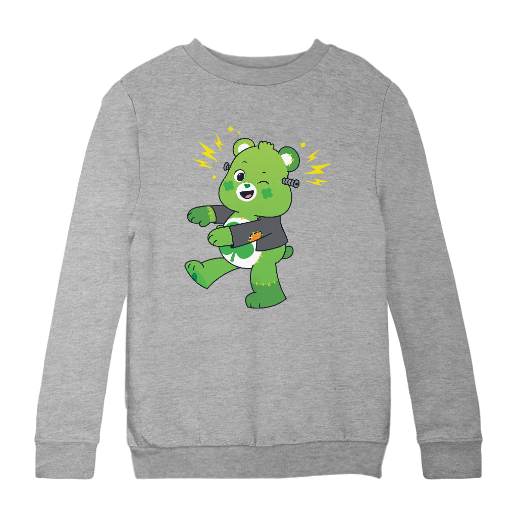 Halloween Good Luck Bear Frankenstein Kids Sweatshirt-Care Bears Store