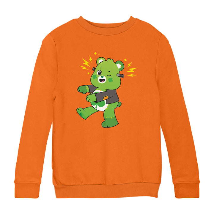 Halloween Good Luck Bear Frankenstein Kids Sweatshirt-Care Bears Store