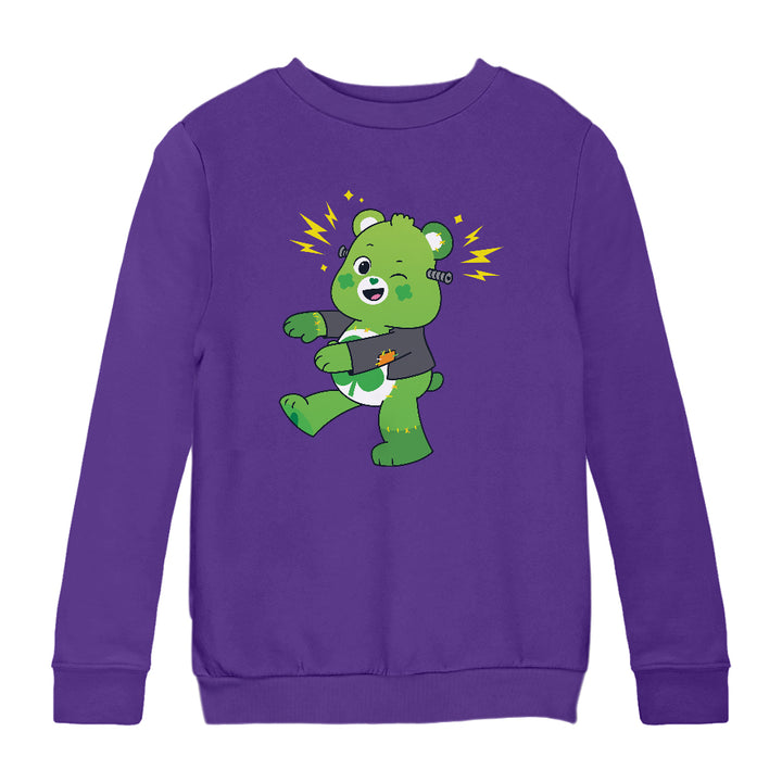 Halloween Good Luck Bear Frankenstein Kids Sweatshirt-Care Bears Store