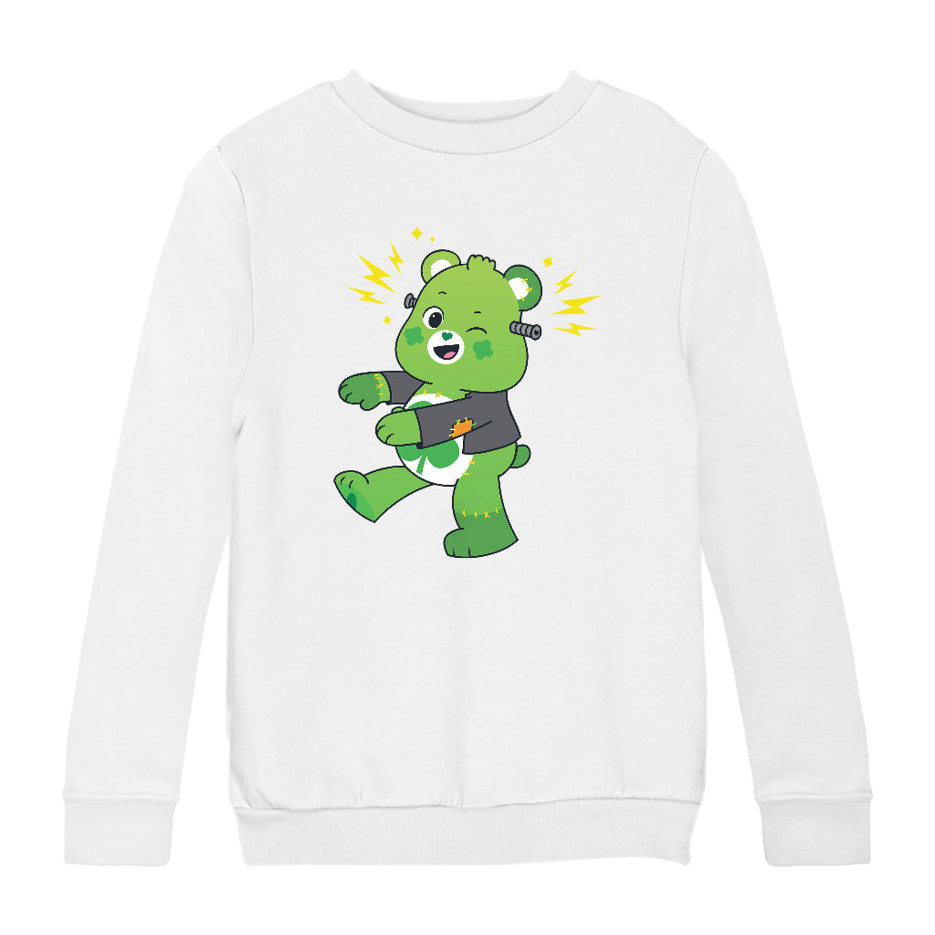 Halloween Good Luck Bear Frankenstein Kids Sweatshirt-Care Bears Store
