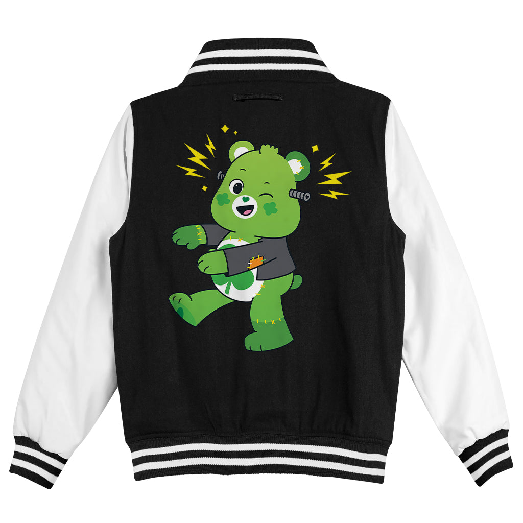 Halloween Good Luck Bear Frankenstein Kids Varsity Jacket-Care Bears Store
