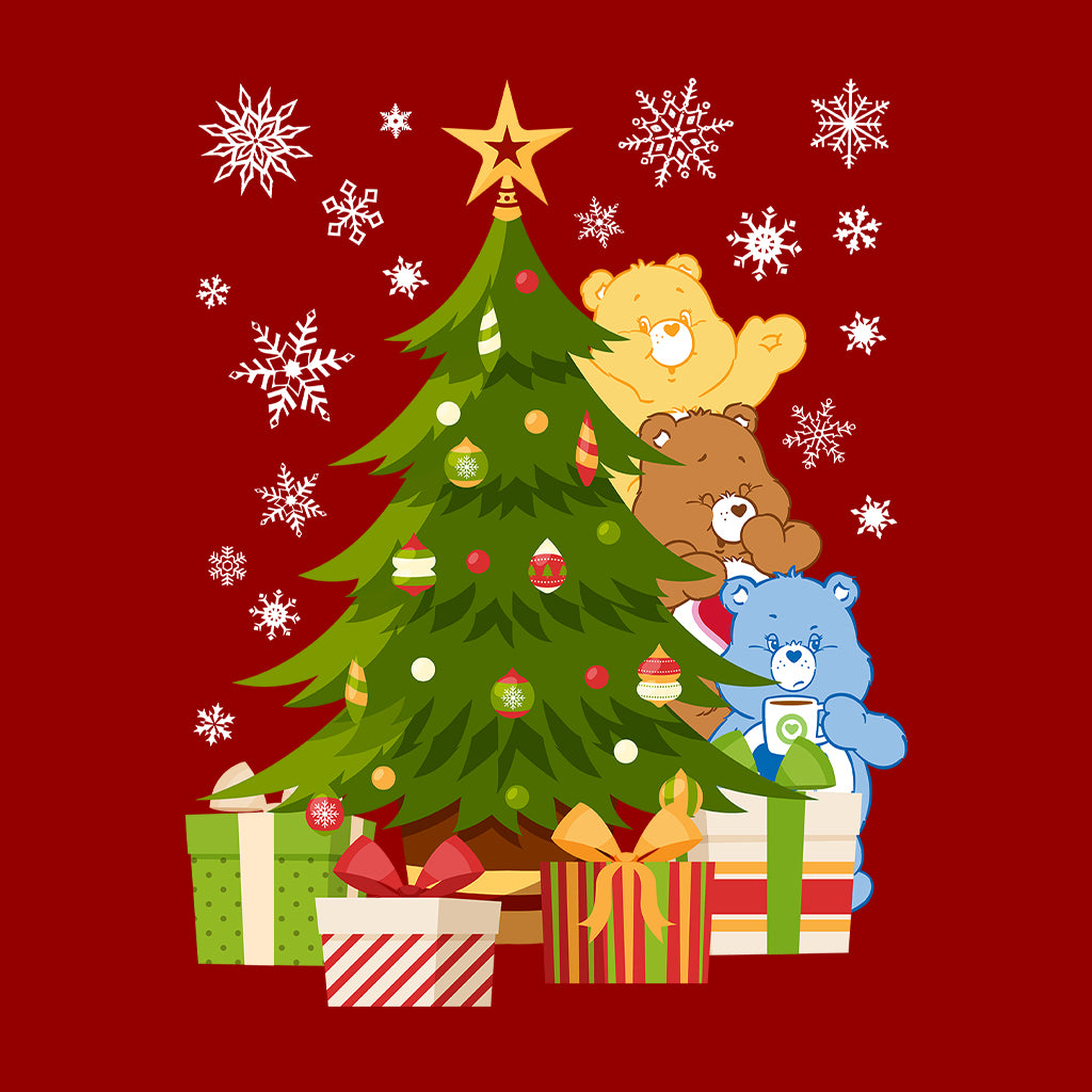 Care Bears Christmas Behind The Christmas Tree Kids Hooded Sweatshirt-Care Bears Store