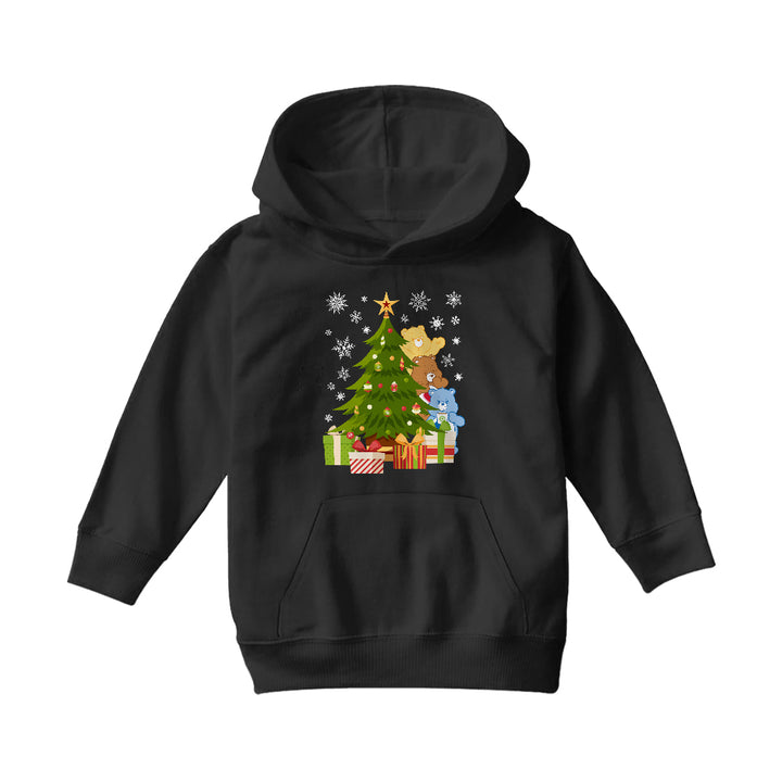 Care Bears Christmas Behind The Christmas Tree Kids Hooded Sweatshirt-Care Bears Store