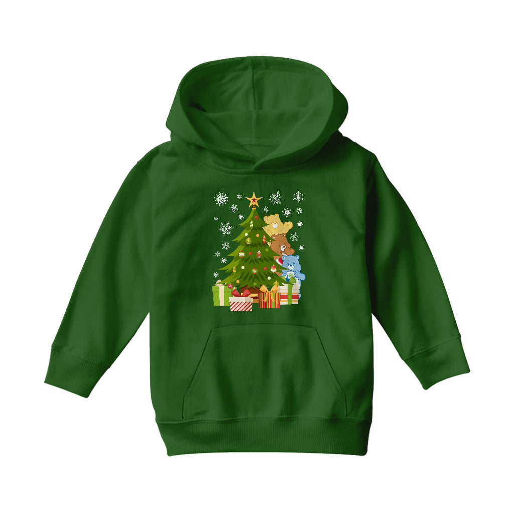 Care Bears Christmas Behind The Christmas Tree Kids Hooded Sweatshirt-Care Bears Store