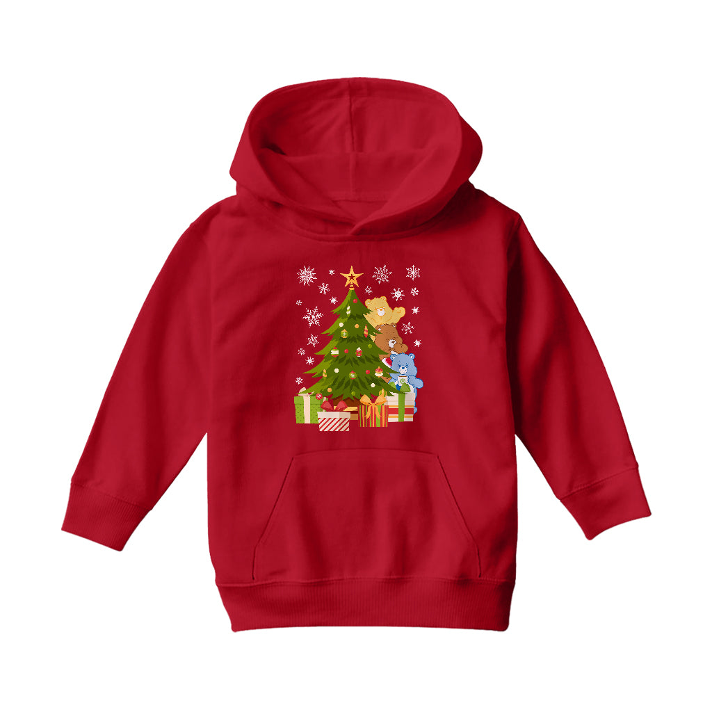 Care Bears Christmas Behind The Christmas Tree Kids Hooded Sweatshirt-Care Bears Store