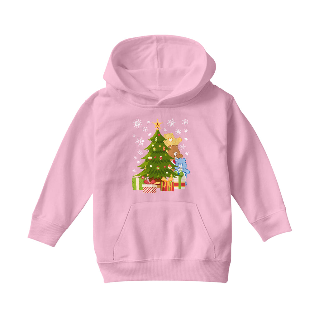 Care Bears Christmas Behind The Christmas Tree Kids Hooded Sweatshirt-Care Bears Store