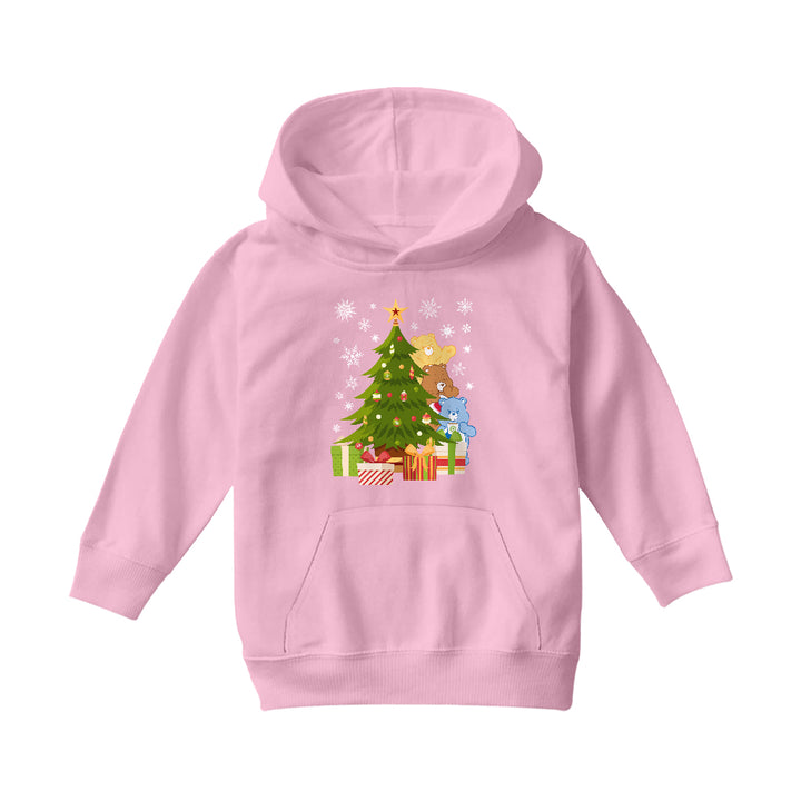 Care Bears Christmas Behind The Christmas Tree Kids Hooded Sweatshirt-Care Bears Store