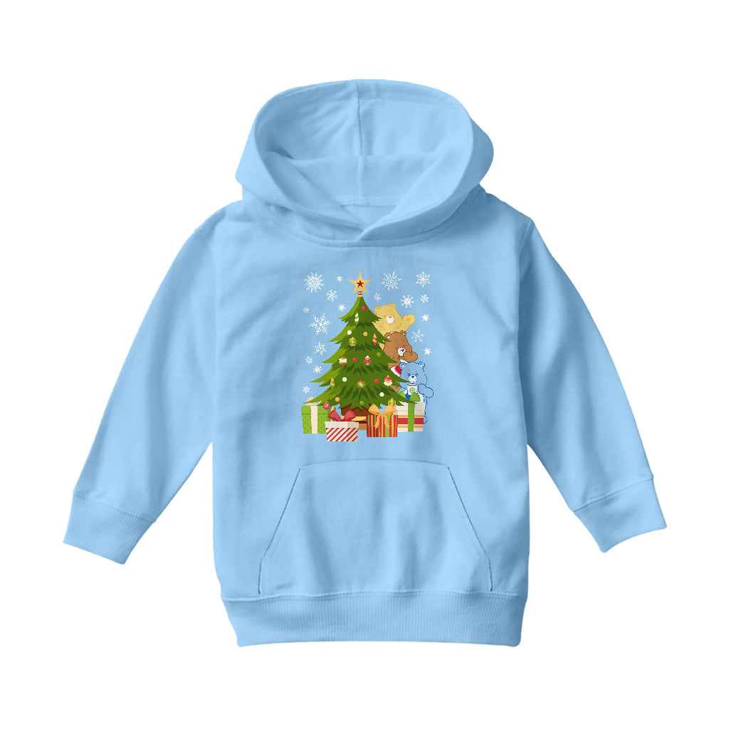 Care Bears Christmas Behind The Christmas Tree Kids Hooded Sweatshirt-Care Bears Store