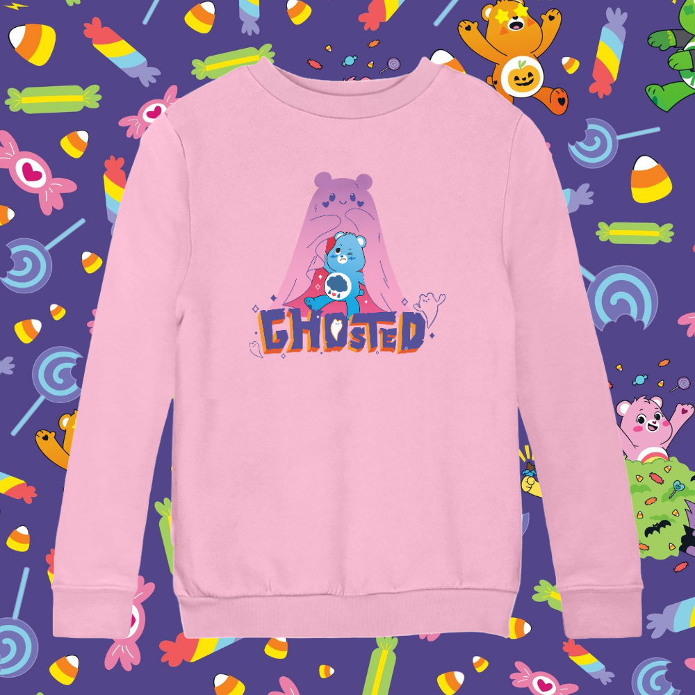 Halloween Grumpy Bear Ghosted Kids Sweatshirt-Care Bears Store